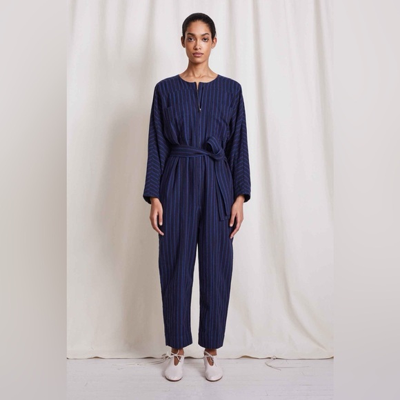 Apiece Apart Mars jumpsuit in navy winter stripes size large - Picture 7 of 16